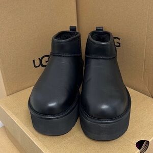 UGG Black Leather Platform Boots